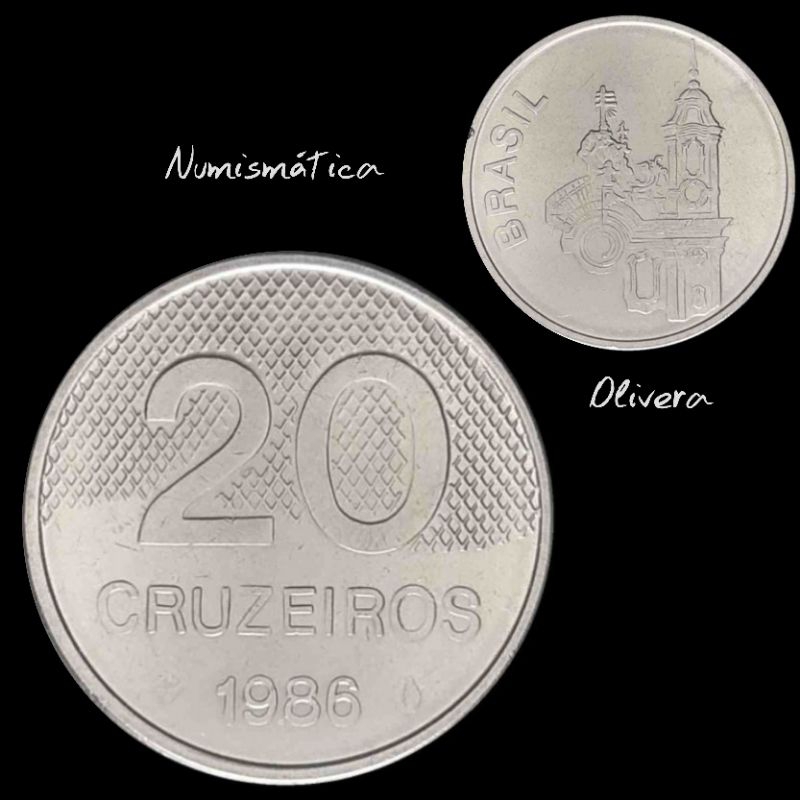 Moeda antiga 20 cruzeiros 1986 - Brasil.