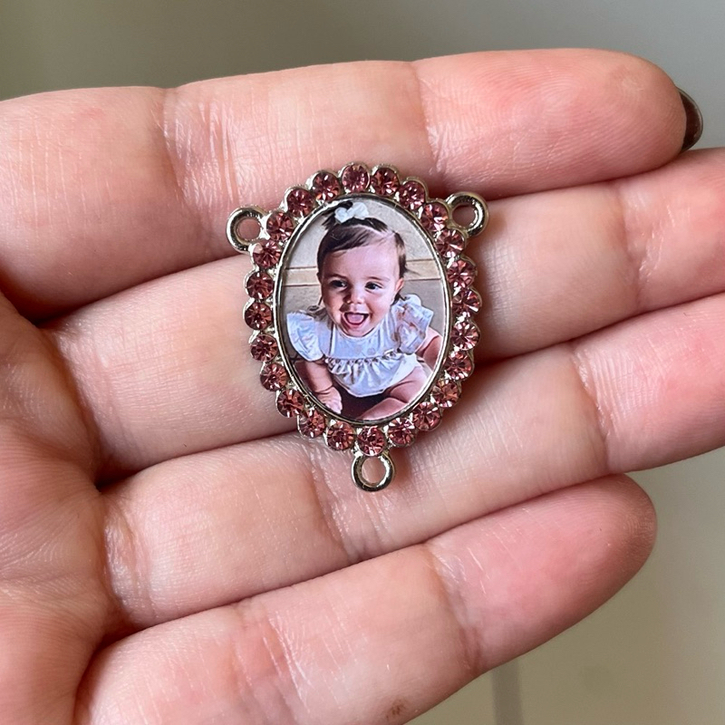 Entremeio para Terço com Foto Personalizada com Strass em Oferta na Shopee