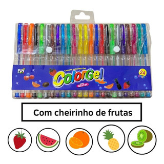 KIT 6/10/12/24 Caneta Gel Colorgel Canetinhas Coloridas Perfumadas