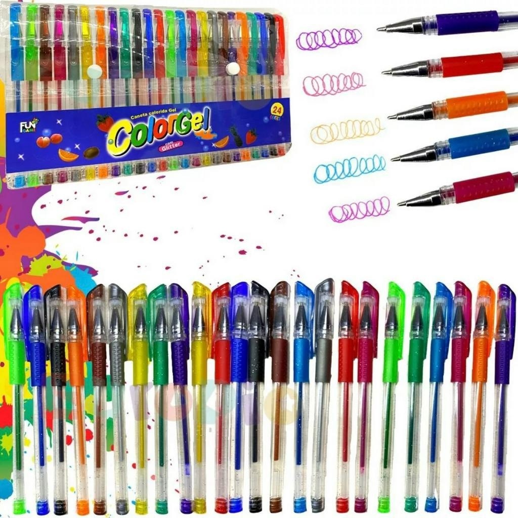 KIT 6/10/12/24 Caneta Gel Colorgel Canetinhas Coloridas Perfumadas