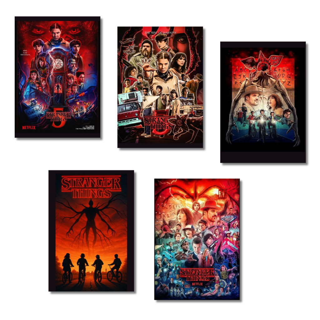 Kit 5 quadrinhos decorativos em MDF Stranger Things decoração quarto em Oferta na Shopee