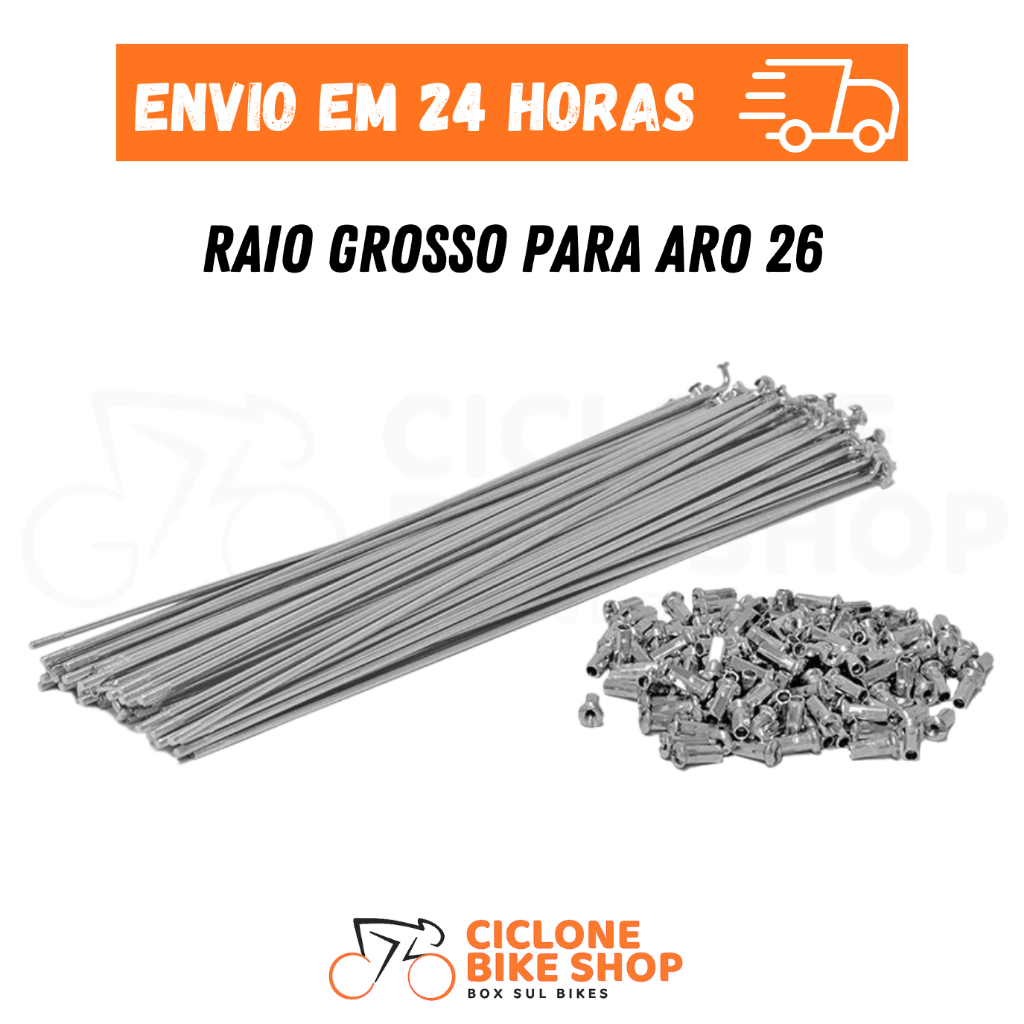 Raio Grosso Aro 26 262 x 2.5mm Zincado c/ Niple Para 1 ou 2 Rodas de Bicicleta