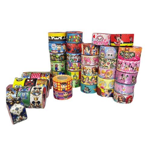 KIT 50 METROS FITAS MISTAS /FITAS CETIM E GORGURÃO FITAS ESTAMPADAS /FITAS PARA LAÇO E GRAVATAS PET em Oferta na Shopee