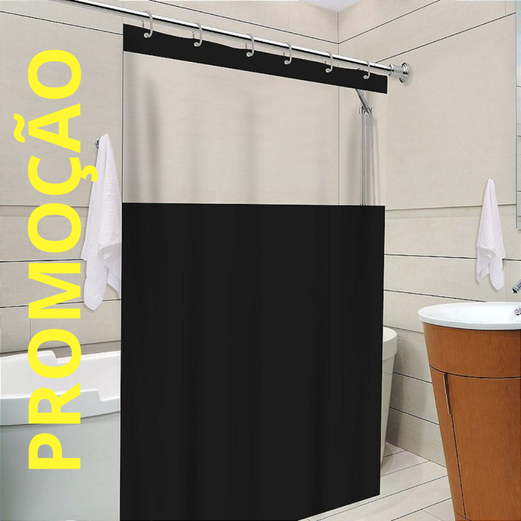Cortina De Box Com Visor Em PVC Para Banheiro Impermeável Com Ganchos AntiMofo