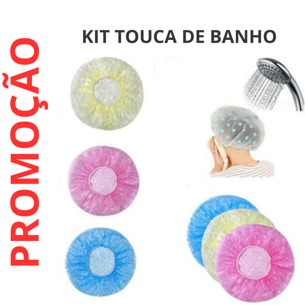 KIT 3 Unidades Touca Para Banho De Plastico Tintura Hidratação Com Elástico em Oferta na Shopee