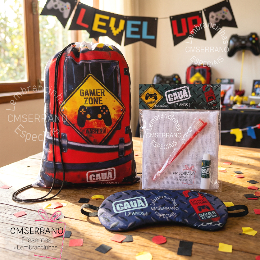 12 Kits Personalizado lembrancinha Festa Pijama Mochila Mascara Dormir Escova Creme Dental Toalhinha