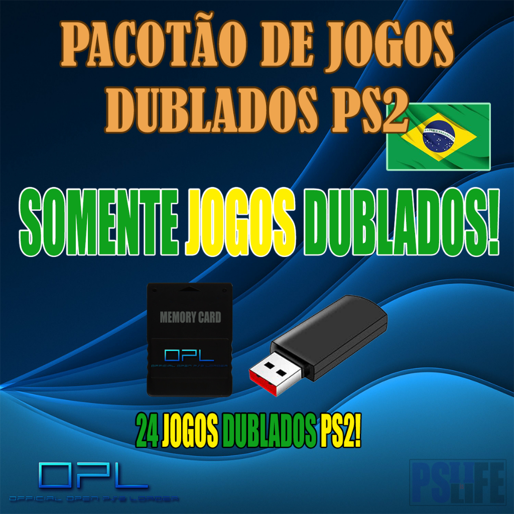 Pacotão de Jogos Dublados - OPL PS2 - Kit memorycard + pendrive em Oferta na Shopee