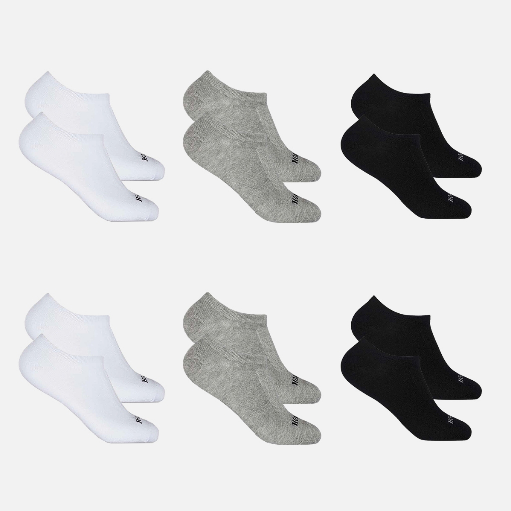 Kit 6 Pares Meias Algodão Invisíveis Elastano Calcanhar Verdadeiro Confortáveis Hoahi