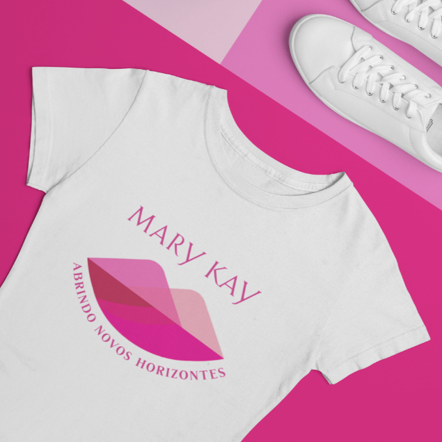 Camiseta Feminina Blusa Branca Babylook Revendedora Consultora MK - Mary Kay Abrindo Novos Horizontes