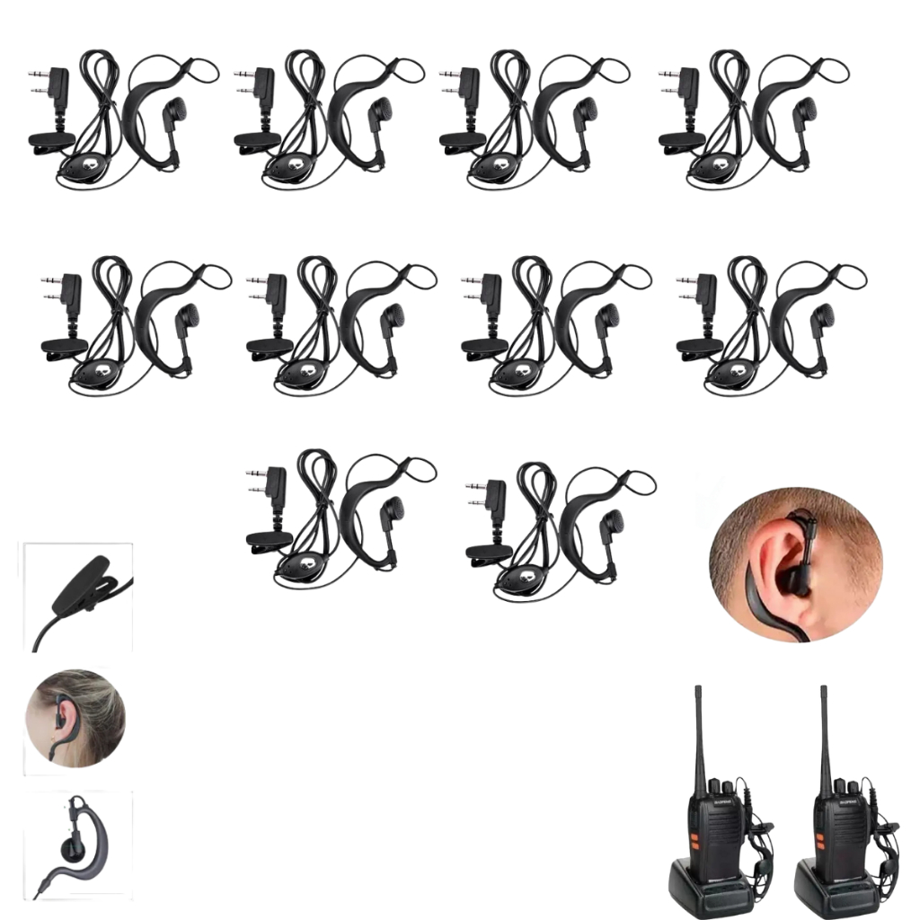 Kit 10 Fone de Ouvido para Rádio Comunicador Ouvido Baofeng 777s