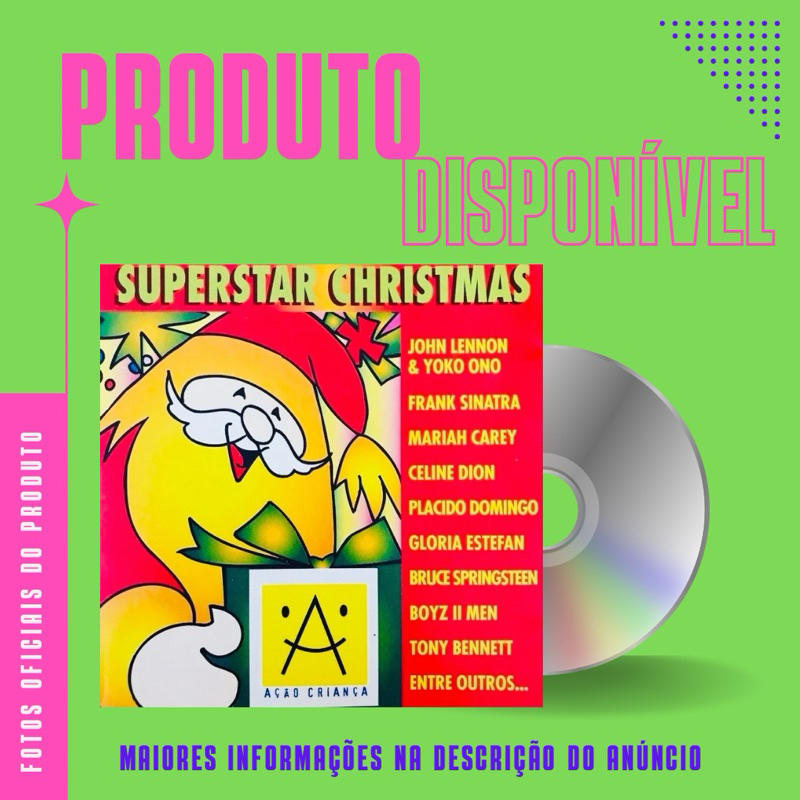 CD SUPERSTAR CHRISTMAS - AÇÃO CRIANÇA - Celine Dion, John Lennon e Yoko Ono, Frank Sinatra, Mariah Carey