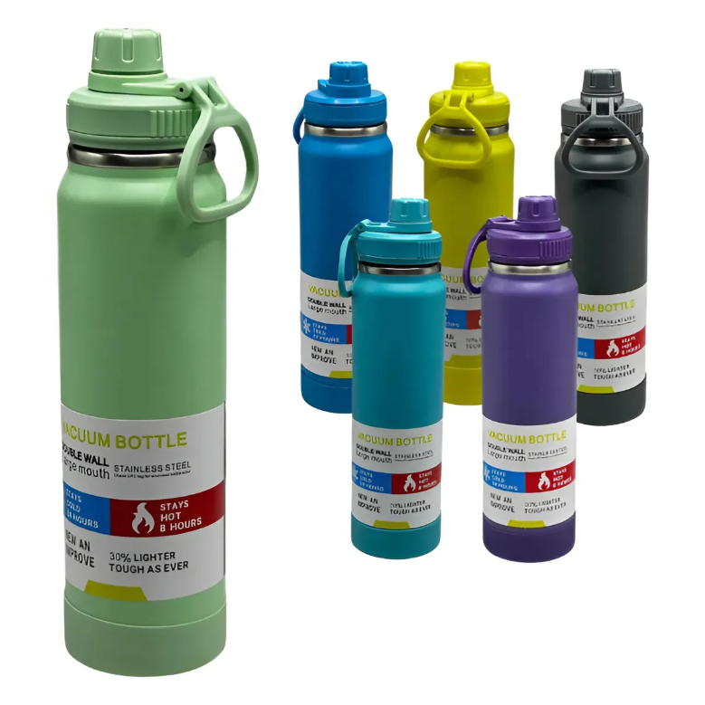 KIT 2 Garrafa Térmica Com Silicone Protetor Alta Vedação Inox 1000mL