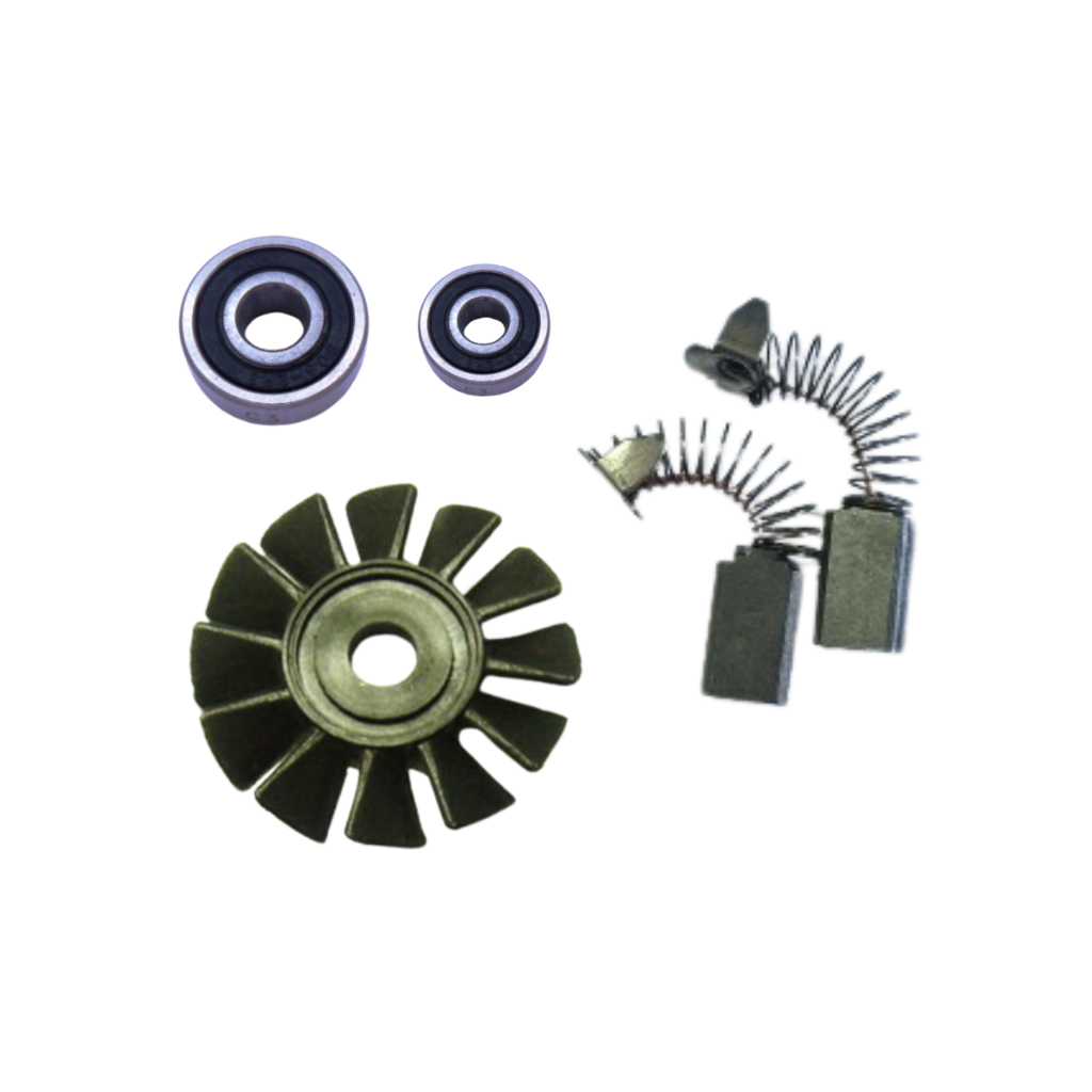 Kit 4100H Ventoinha e Rolamentos do Induzido + Carvão Compatível Serra Mármore Makita Antiga