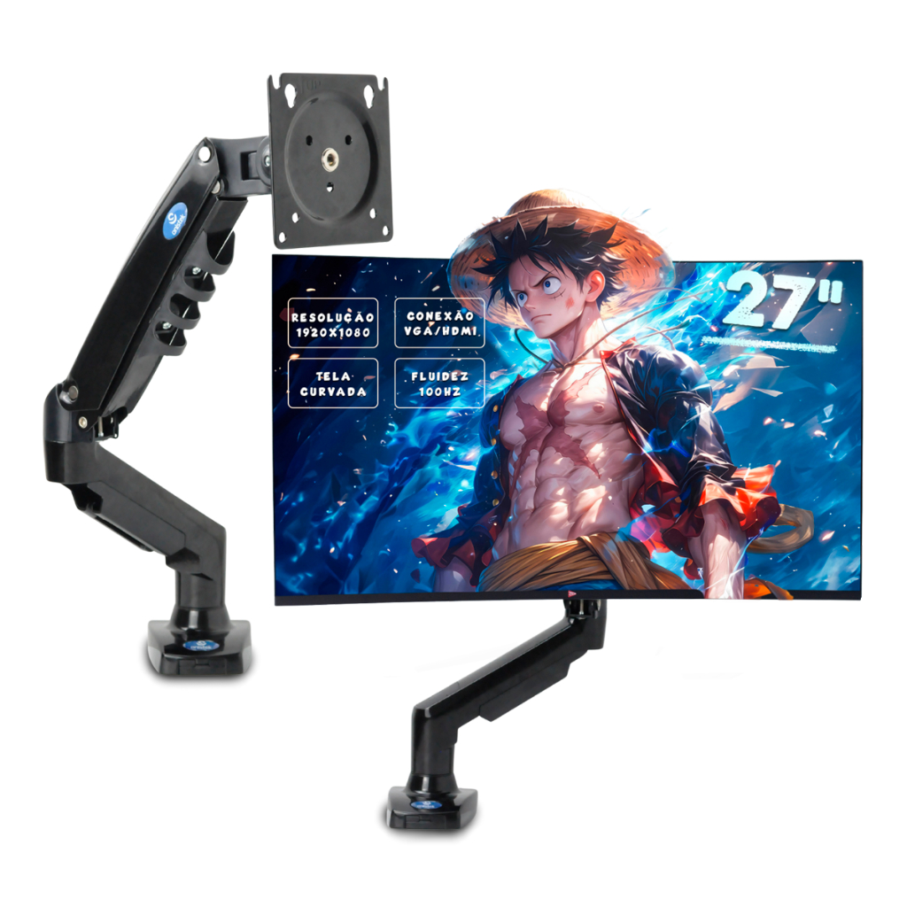 Kit Monitor Curvo 27” 100Hz + Suporte Articulado