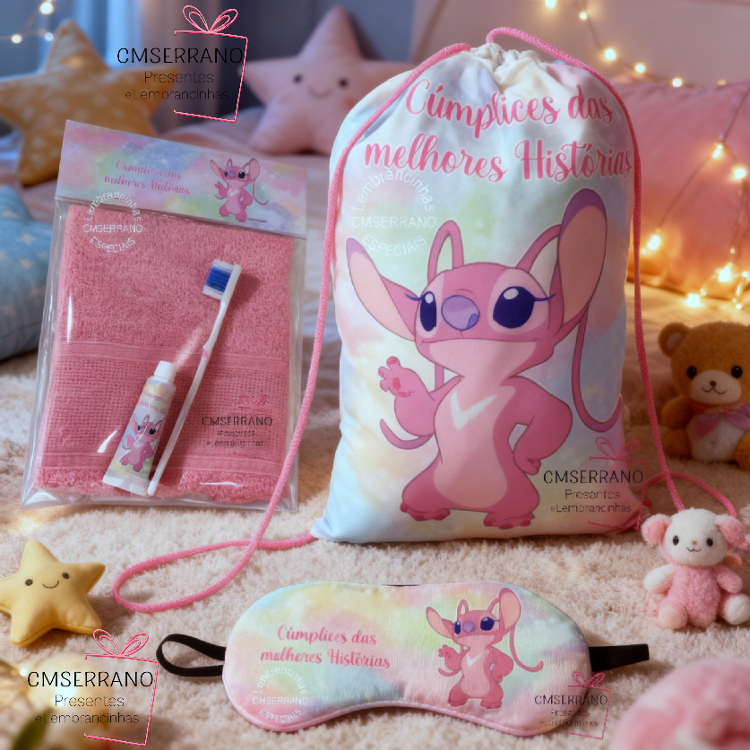 7 Kits Personalizado lembrancinha Festa Pijama Mochila Mascara Dormir Escova Toalhinha Kit higiene