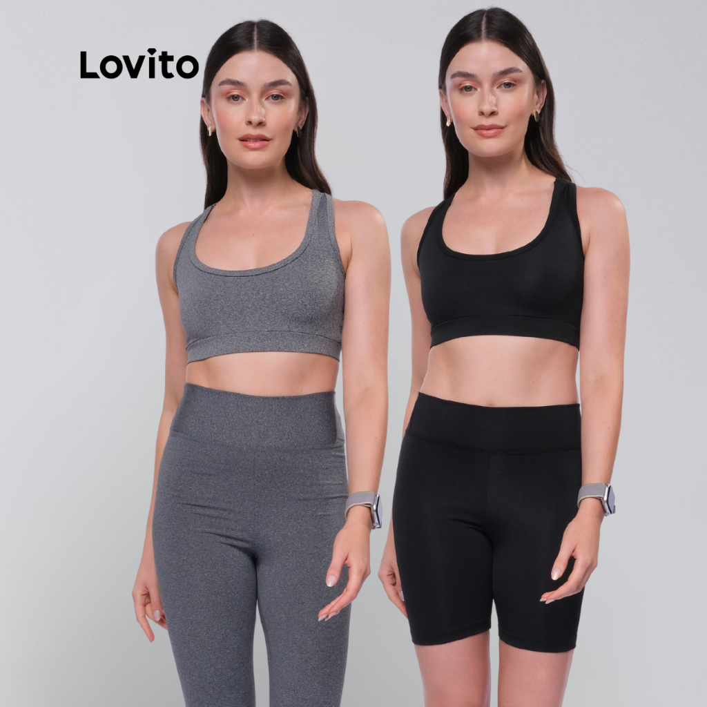 Lovito Top Basico Academia Esportivo Feminino LB15531583 em Oferta na Shopee