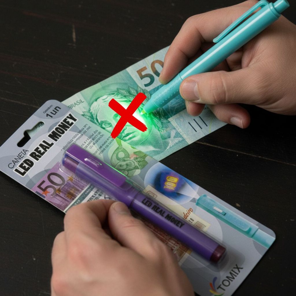 Caneta Led Real Money Detector Dinheiro Nota Falsa Com Luz UV Marcadora em Oferta na Shopee