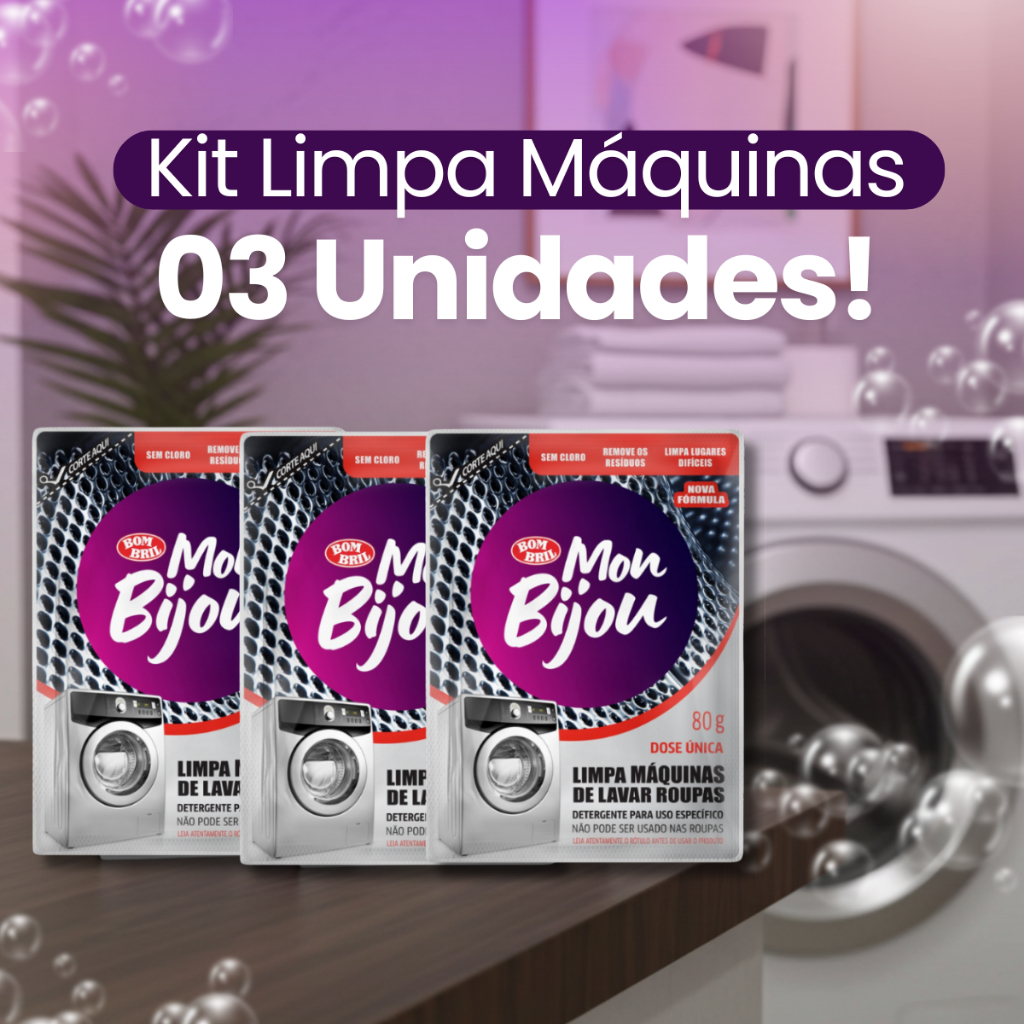 Kit 03 Limpa Máquina de Lavar Roupas em Pó 80g Mon Bijou em Oferta na Shopee