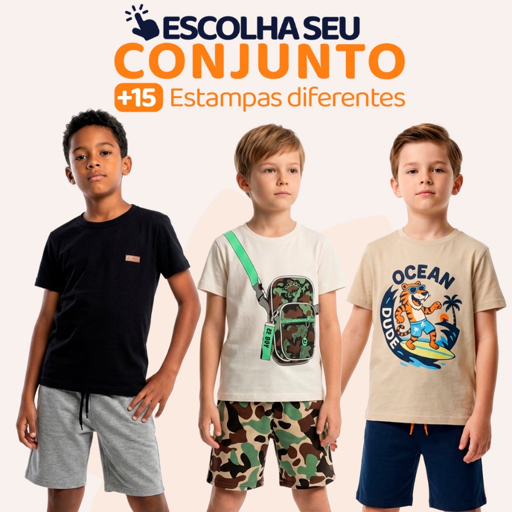 Conjunto Infantil de Menino Verão Manga Curta Tamanho 2 ao 10 Roupas de criança verão menino  L04 em Oferta na Shopee