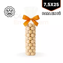 Saco Transparente 7,5x25 Sanfonado – Para Pipoca Gourmet – 100 Unidades – Saquinho PP, Fundo Quadrado