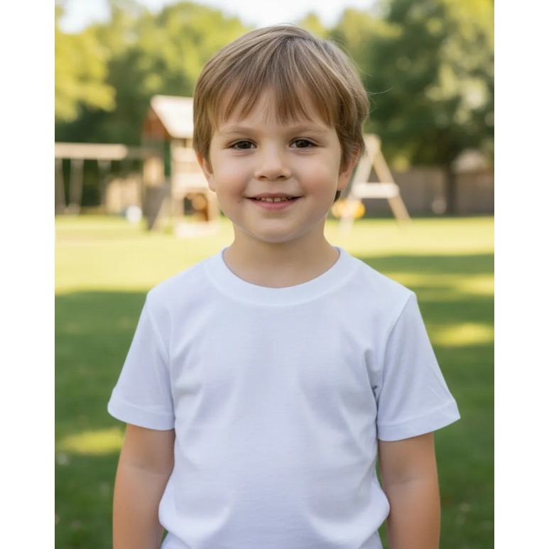 Camiseta Infantil Branca 100% poliéster em Oferta na Shopee