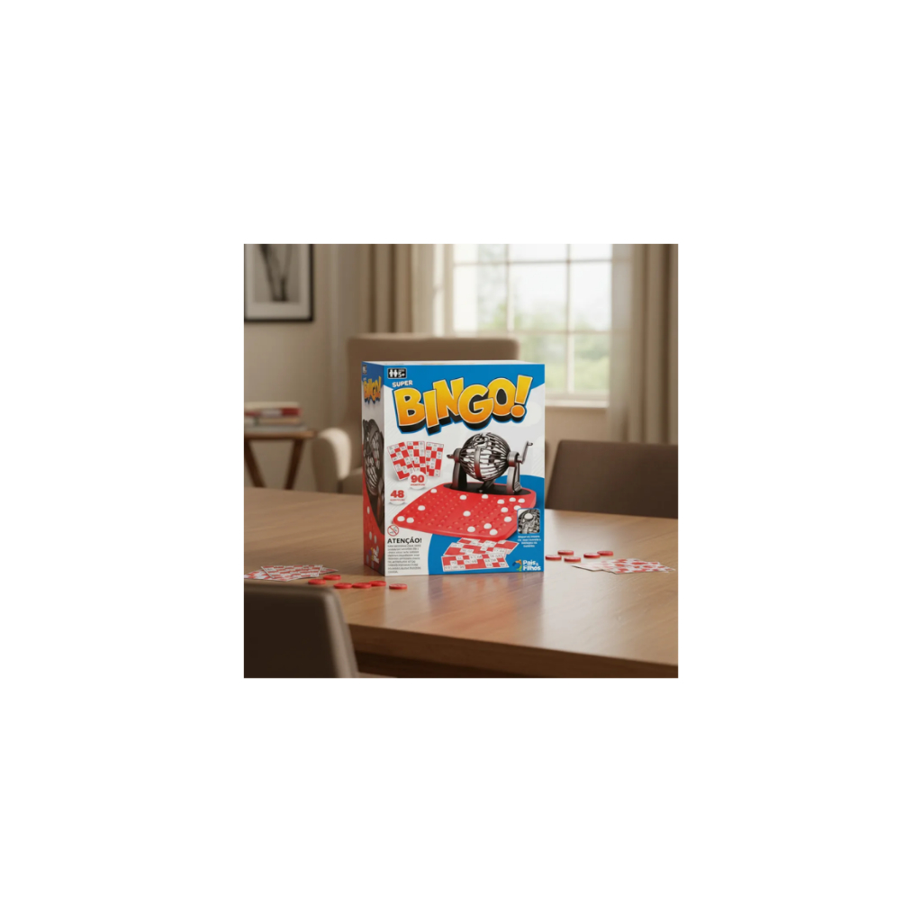 Jogo Super Bingo Pais E Filhos 48 Cartelas 90 Numeros 5 Anos