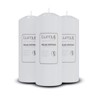 Kit 3x Velas 7 Dias Brancas Votivas 300g Parafina Pura 13x5,5cm - Lumus Velas em Oferta na Shopee