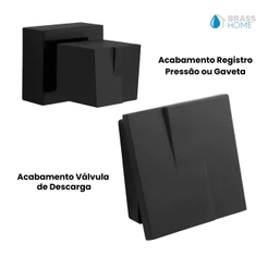 Kit Abstra Acabamento Válvula de Descarga + Acabamento Registro Pressão ou Gaveta - 100% Metal Preto