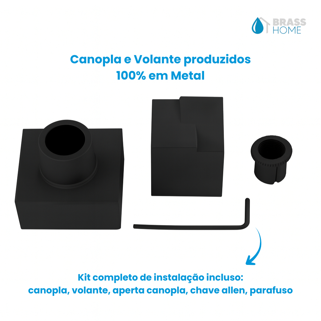 Acabamento Abstra Registro Chuveiro Metal Preto Padrão Deca 1/2 ou 3/4 Pressão ou Gaveta 16 Estrias