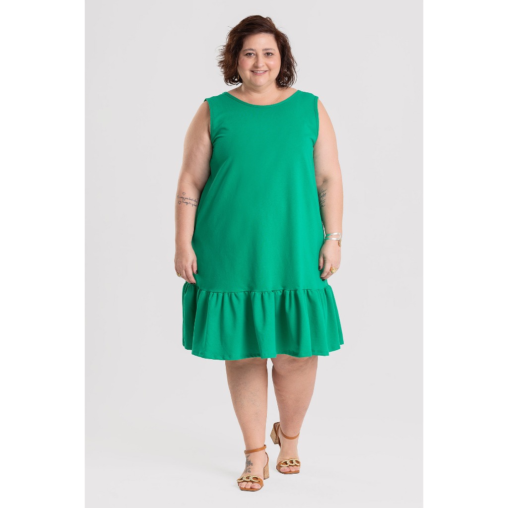 Vestido Feminino Plus Size Maria Celebre Verde – Leveza e Elegância para Celebrar