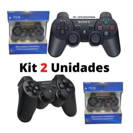 kit 2 Controle Manete Joystick Dualshock 3 Ps3 Playstation Com Cabo carregavel