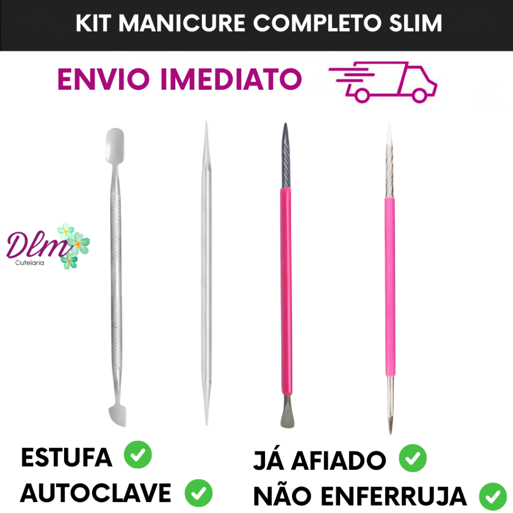 Kit Manicure Mista 4 itens - Slim - Cutelaria - Podologia em Oferta na Shopee