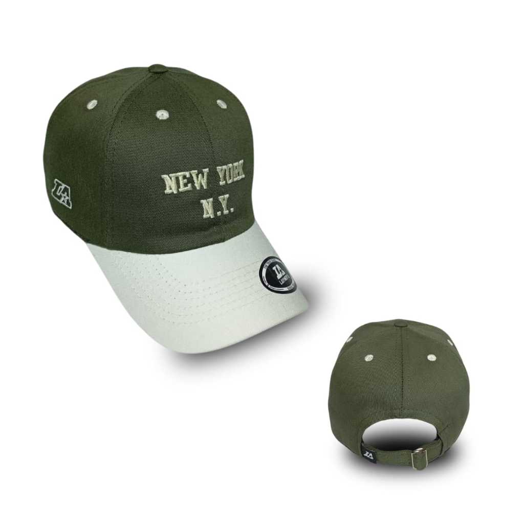 Boné Layners Aba Curva Modelo Dad Hat New York Bordado Verde/Branco Original Unissex Ajustável