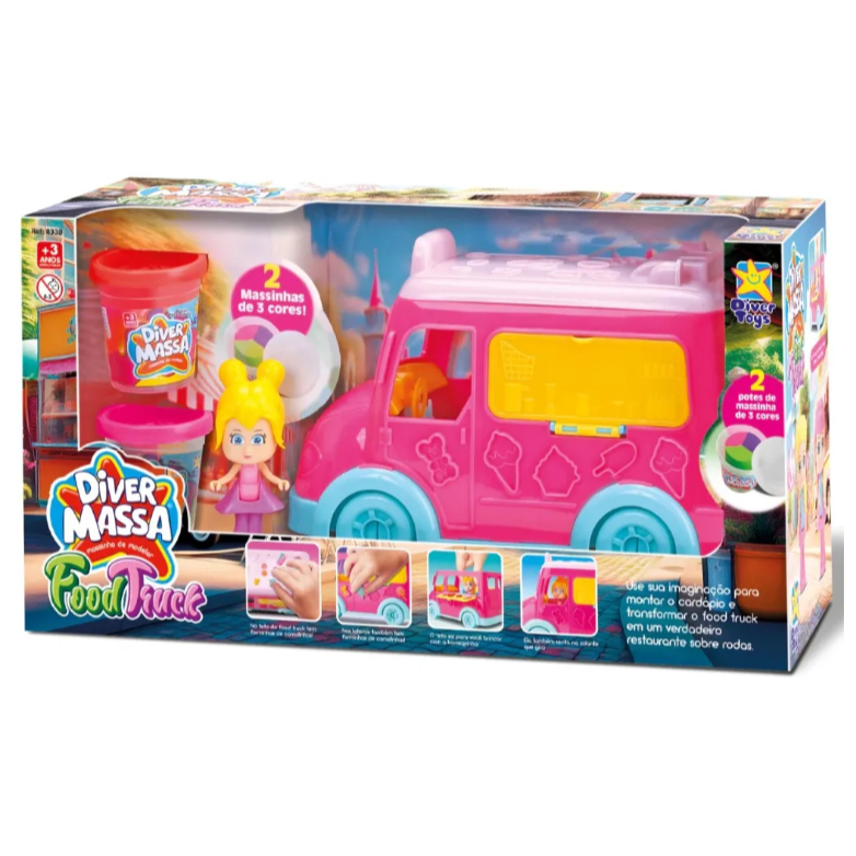 CARRINHO DE BONECA DIVER MASSA FOOD TRUCK 8330 DIVERTOYS