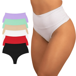 Kit 5 Calcinhas Cós Alto Fio Duplo Modeladora Não Marca Bumbum em Oferta na Shopee