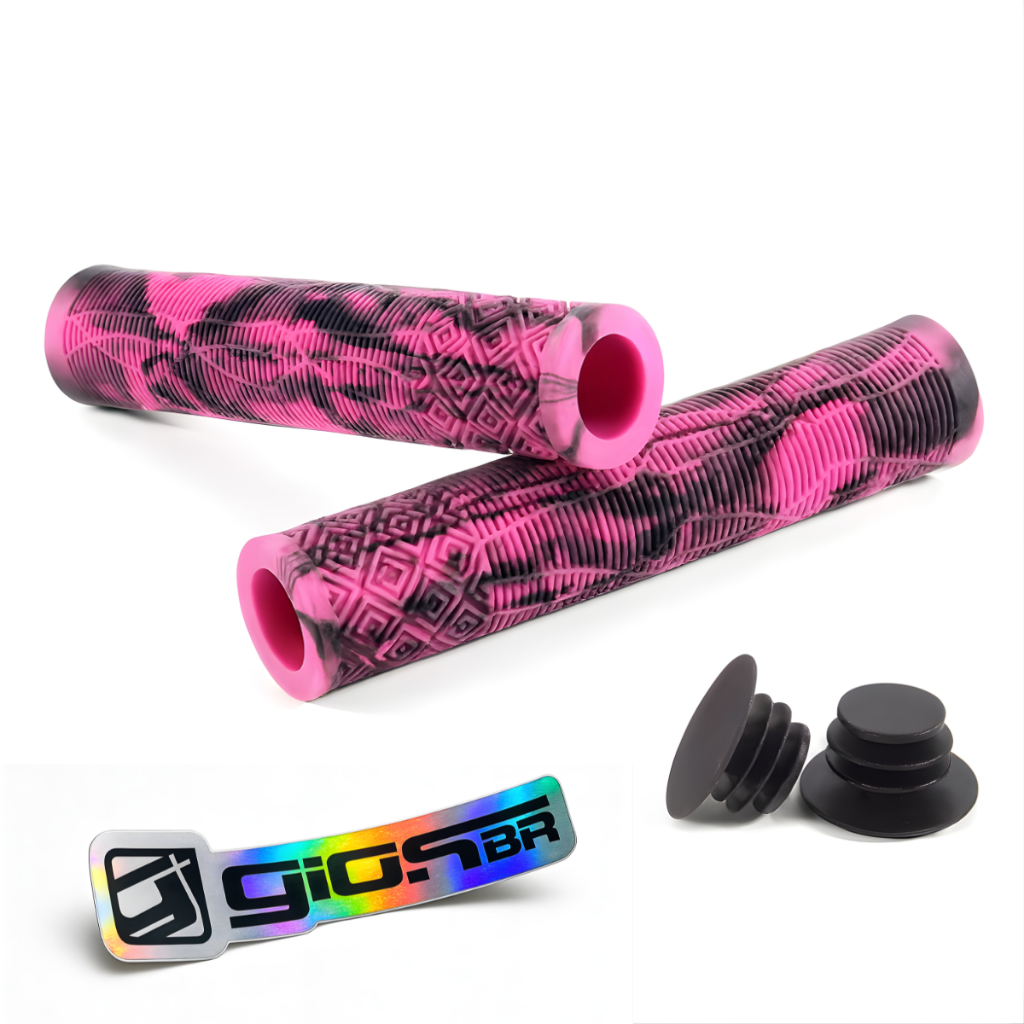 Manopla Luvas Gios Gi-058h Grau Wheeling Bike Bmx Rosa Com Sticker Holo em Oferta na Shopee