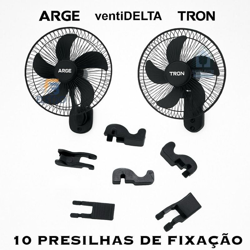 10 Presilhas de Travar a Grade para Ventilador Oscilante de Parede 50cm e 60cm ( Tron, Arge, Ventidelta )