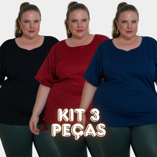 Kit 3 Camiseta Babylook Dry Fit Feminina Plus Size em Oferta na Shopee