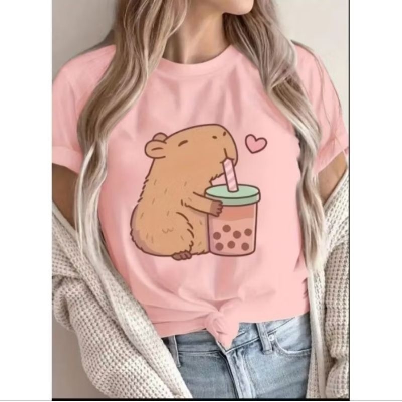 Camiseta Feminina Estampada  Capivara 100% Algodão Premium Confortável e Estilosa