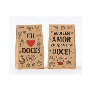 100 Sacos Saco Kraft Para Doces Cookie Muffins Encomenda Delivery para Confeitarias em Oferta na Shopee