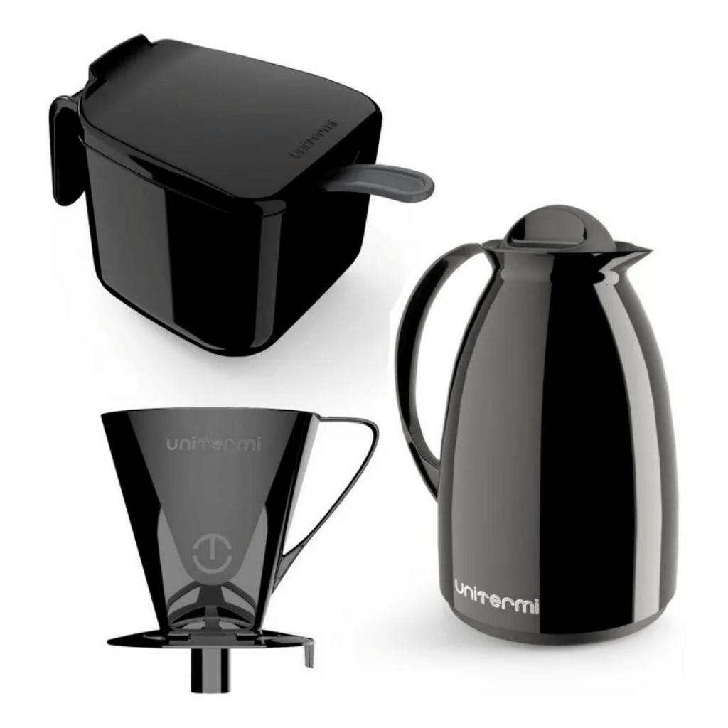 Kit Prático Para Café Garrafa + Açucareiro + Suporte Filtro Cor Preta em Oferta na Shopee