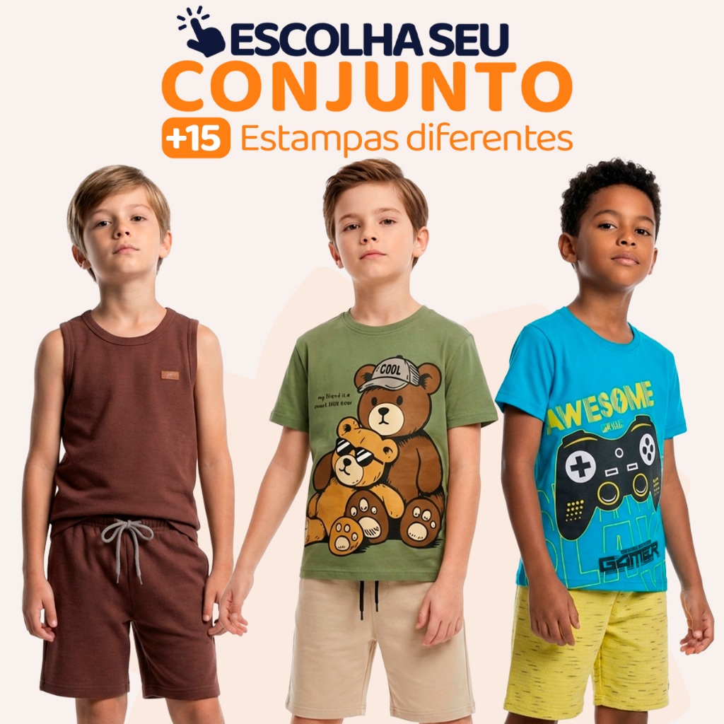 Conjunto Infantil Menino Verão Manga Curta Tamanho 2 ao 10 Roupa Infantil Masculino verão camiseta e short L04 em Oferta na Shopee