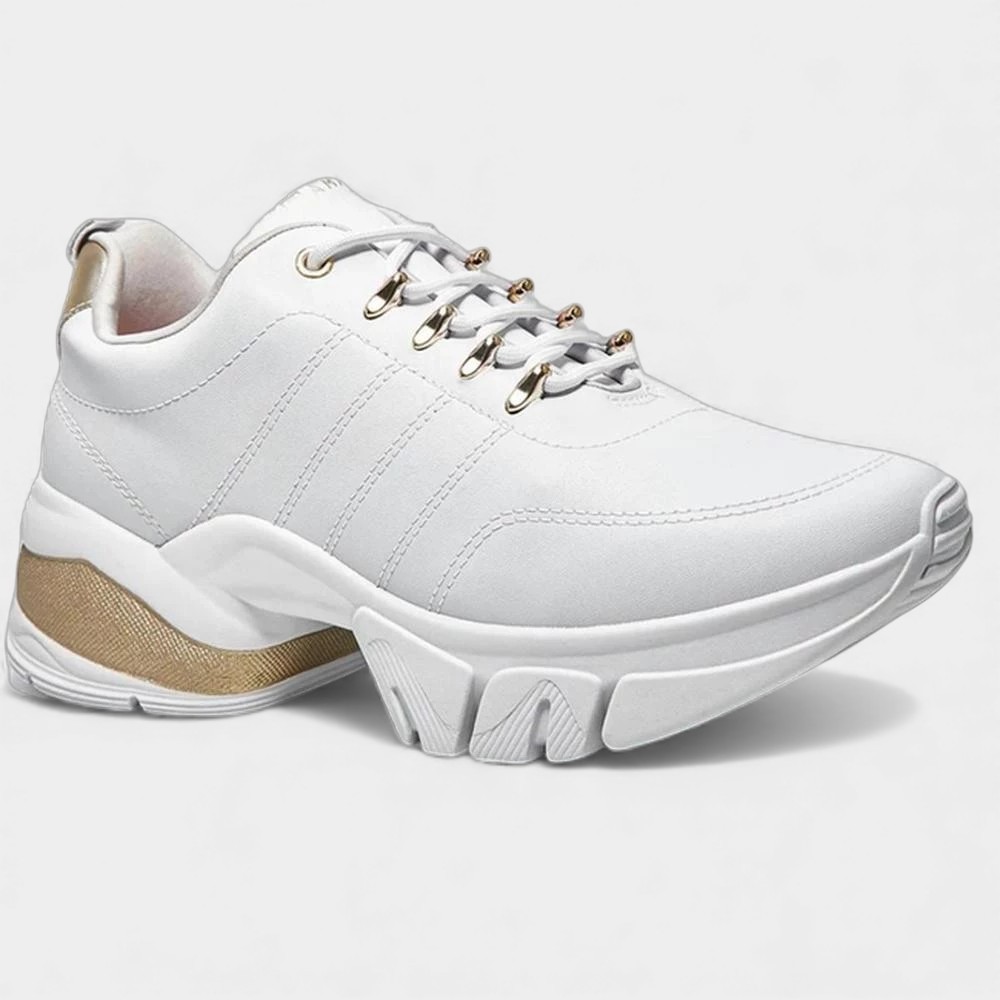 Tênis Ramarim Chunky 24-80103 Feminino - Branco e Dourado em Oferta na Shopee