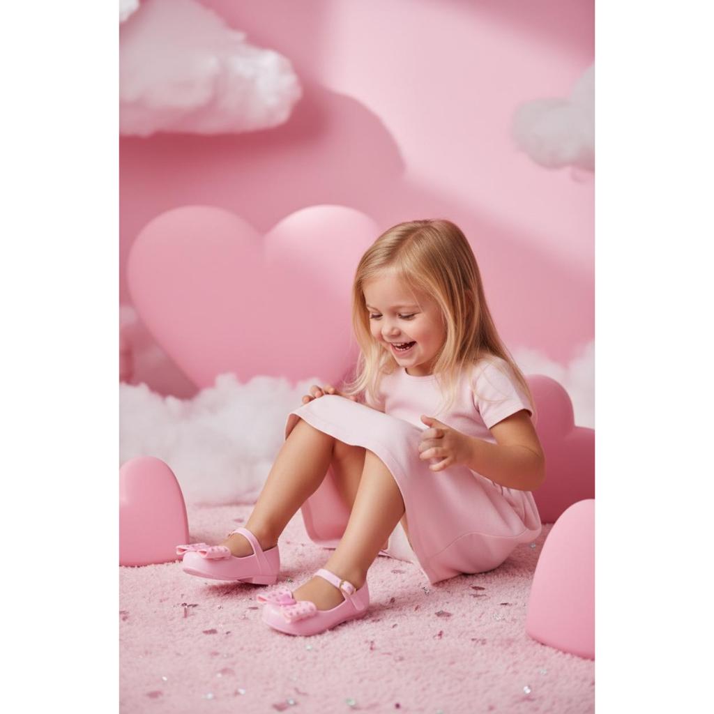 Sapatilha menina laço coração sandália infantil glitter bailarina juju shoes