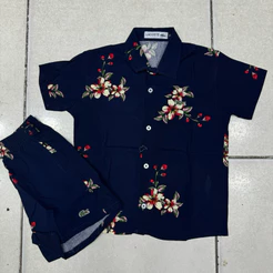 conjunto camisa florida manga curta infantil