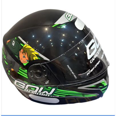 CAPACETE INFANTIL PARA CRIANÇA   Cor: Preto com Verde  Marca: GOW em Oferta na Shopee