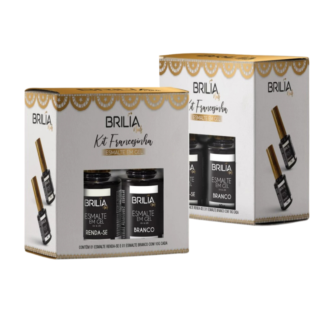 Brilia Nails Kit c/2 Esmaltes Francesinha 10g Renda-se + Branco em Oferta na Shopee