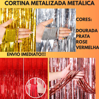 CORTINA METALIZADA KIT 5 CORTINAS METALIZADA PAINEL DE MESA METALIZADO CORTINA DOURADA CORTINA PRATA CORTINA ROSE