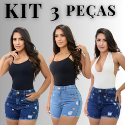 Short Jeans Bordado Premium Levanta Bumbum Promoção Imperdível