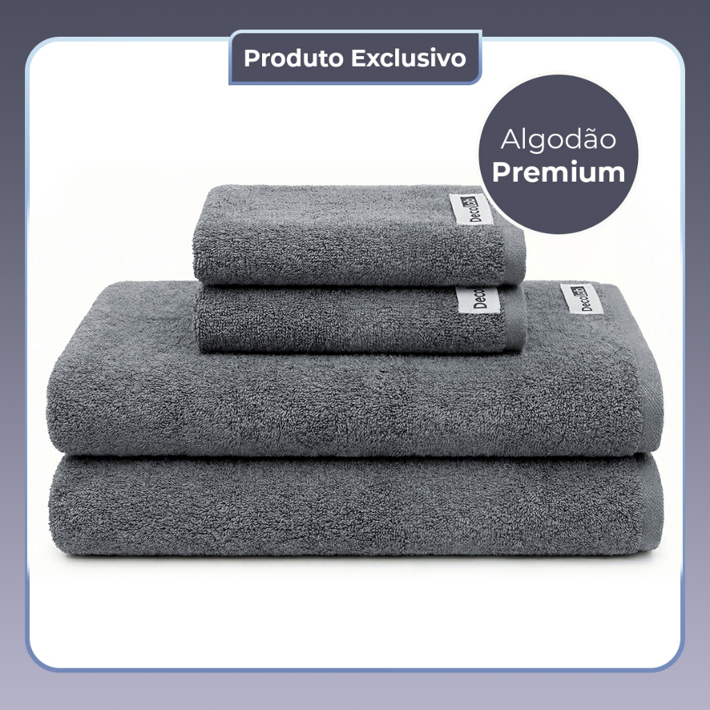 Jogo de Toalha de Banho e Rosto SoftMax® 4 Peças 100% Algodão Penteado Felpuda Macia Absorvente Banheiro Decolab